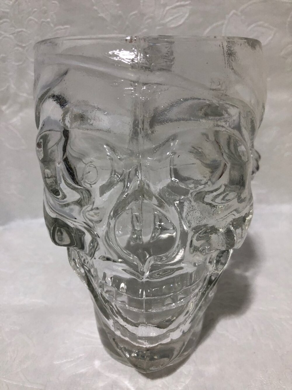 Luminarc Pirate Skull Beer Mug Tankard Clear Glass 3D Bandana Skull Heavy VTG